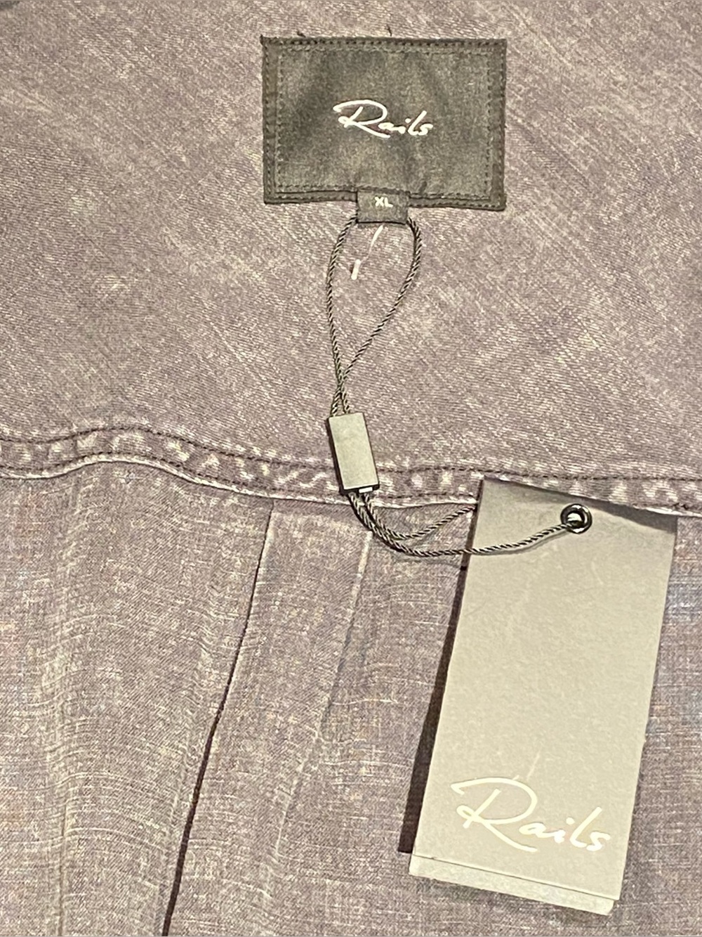 Rails Ingrid Gray Lyocell Linen Acid Wash Button Down , size XL, NWT - Picture 5 of 12